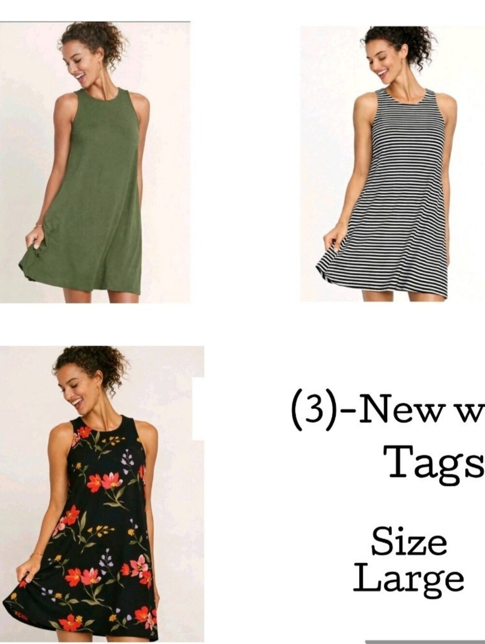 Bundle Of 3 Old Navy Swing Dress Tank Style A-line STRETCHY Size L NWT